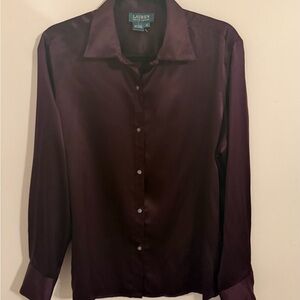 Ralph Lauren Satin Long-Sleeve Dress Shirt - Plum